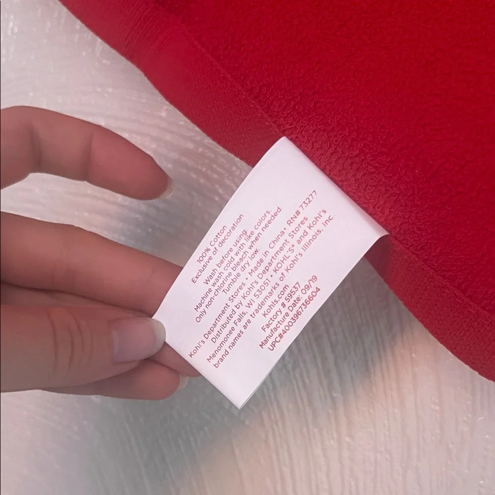 Kohl’s Red Towel with Rainbow Heart
